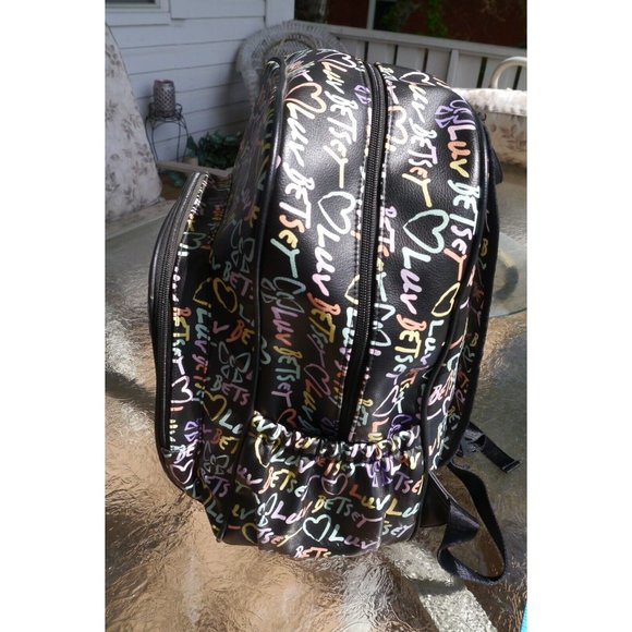 Backpack Luv Betsey Johnson Hearts Bows Black Pink Lg Bag 6 Pockets Polyurethane main image 11